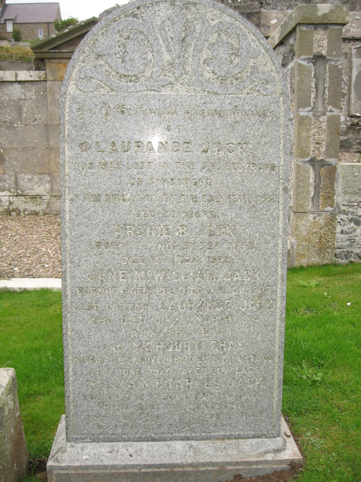 Laurance Jack, Portsoy Cemetery